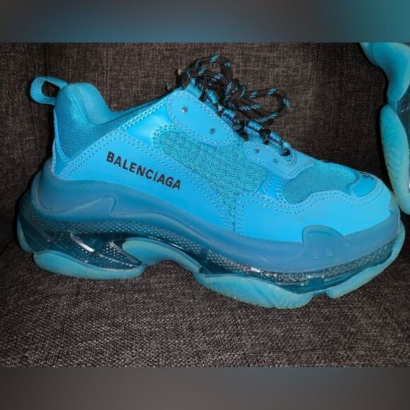 Balenciaga Triple S Cyan Blue Clunky Dad Sneaker - Picture 2 of 9